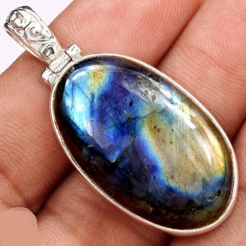 Pendentif protection labradorite monture argent 925 ref 0421