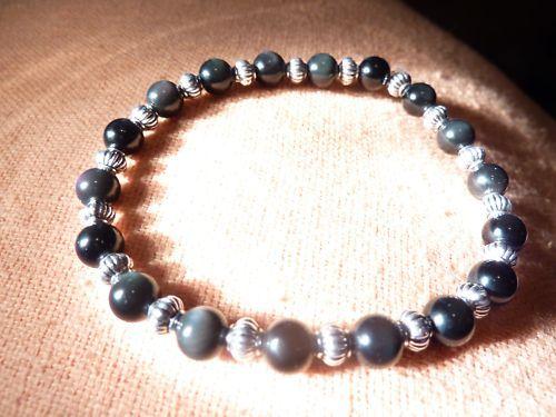 Bracelet Obsidienne oeil celeste – perles rondes de 6 mm