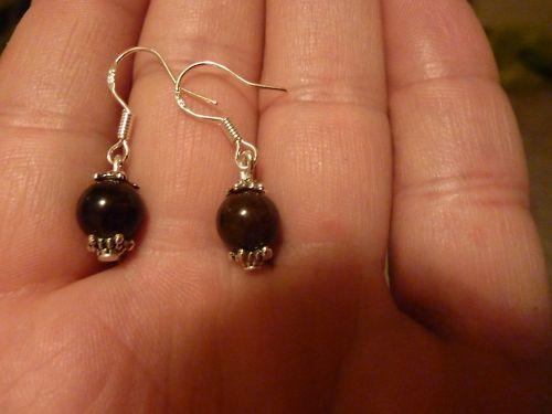 Boucles d'oreilles grenat almandin perles rondes 7 mm