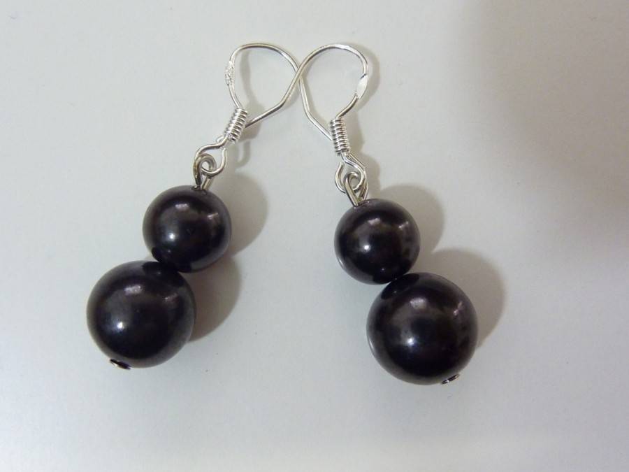 BOUCLES D'OREILLES PROTECTION EN SHUNGITE PERLES 10-8MM