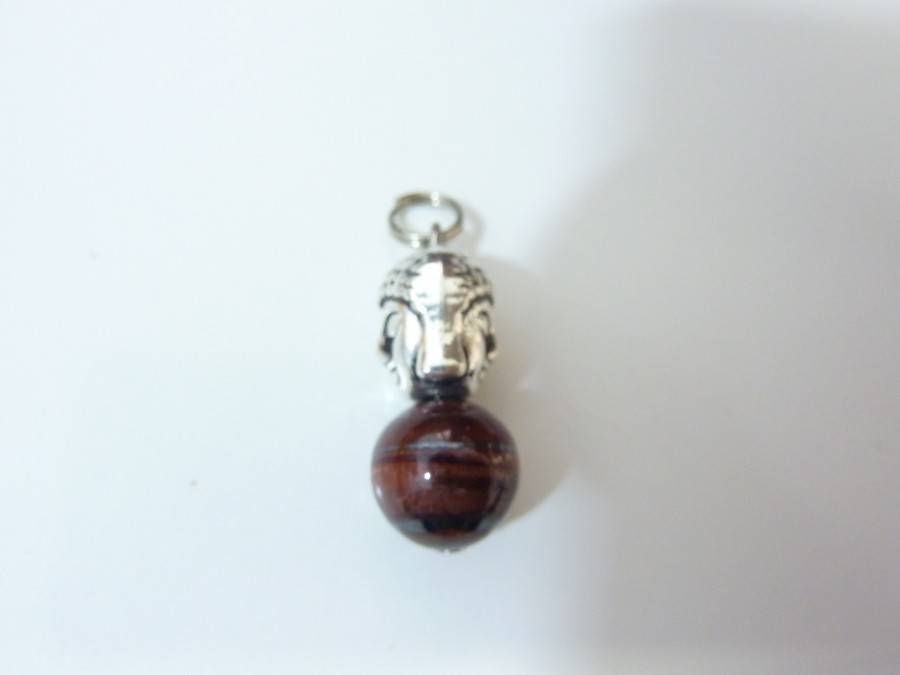 Pendentif protection Bouddha Oeil de taureau perles 10 mm longueur 2,7 cm – Image 2