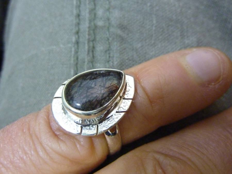Bague Quartz Tourmaliné monture argent 925 TAILLE 52 3/4 ref 3985 – Image 2