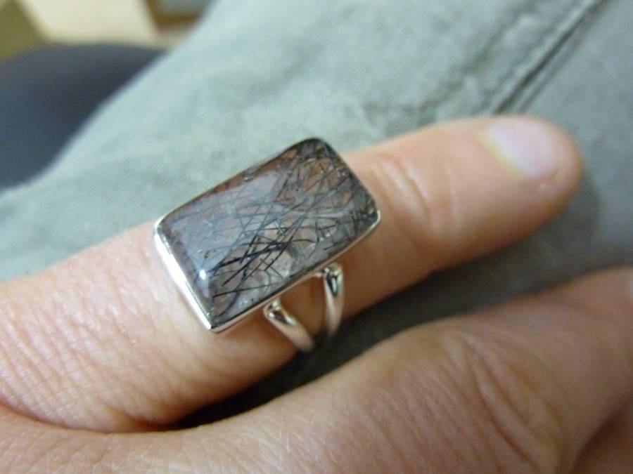 Bague Quartz Tourmaliné monture argent 925 TAILLE 55 1/4 ref 9622 – Image 2
