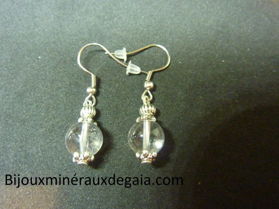 Boucles d'oreilles quartz cristal de roche