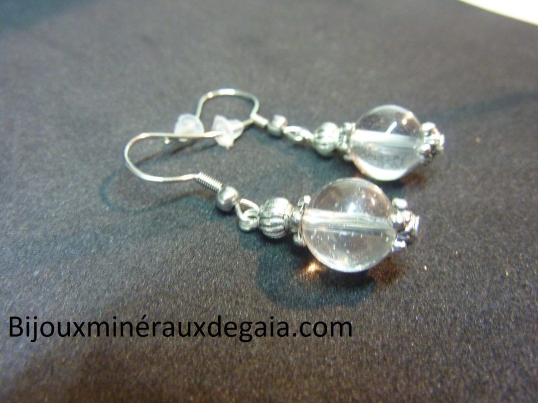 Boucles d'oreilles quartz cristal de roche