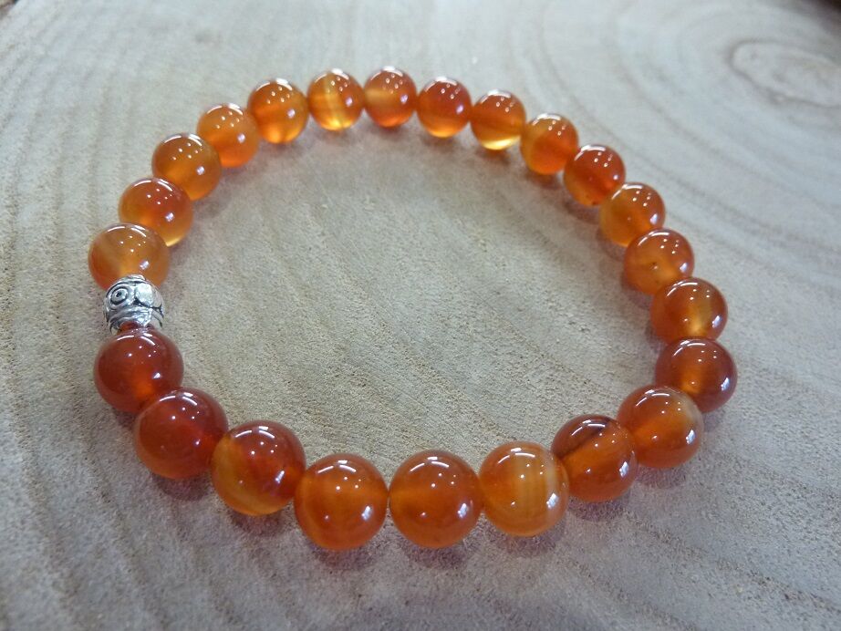 Bracelet cornaline perles rondes 8mm