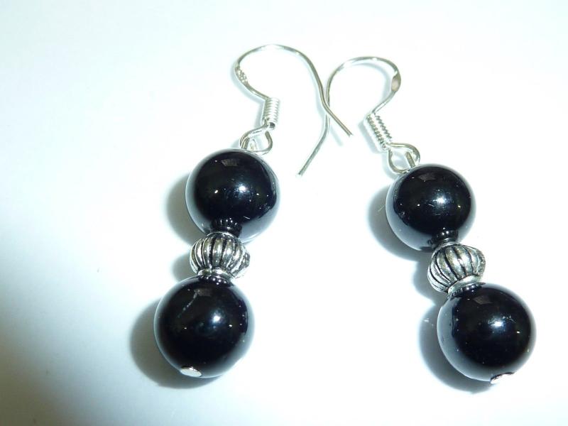 Boucles d'oreilles spinelle noir qualité AA