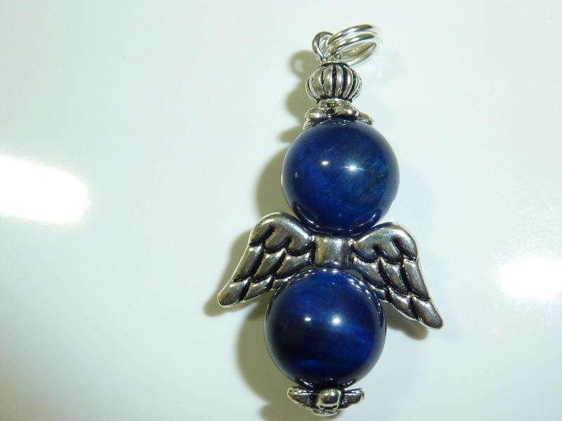 Pendentif ailes d'ange en pierres naturelles oeil de faucon perles rondes 10mm