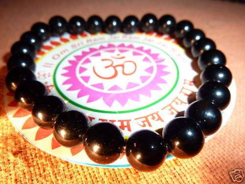 Bracelet protection: tourmaline noire perles rondes 8 mm
