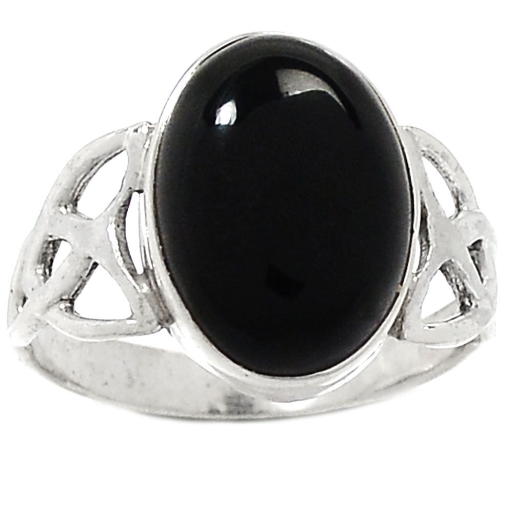 BAGUE PROTECTION SPINELLE NOIR & ARGENT 925 TAILLE 57 3/4 ref 4335