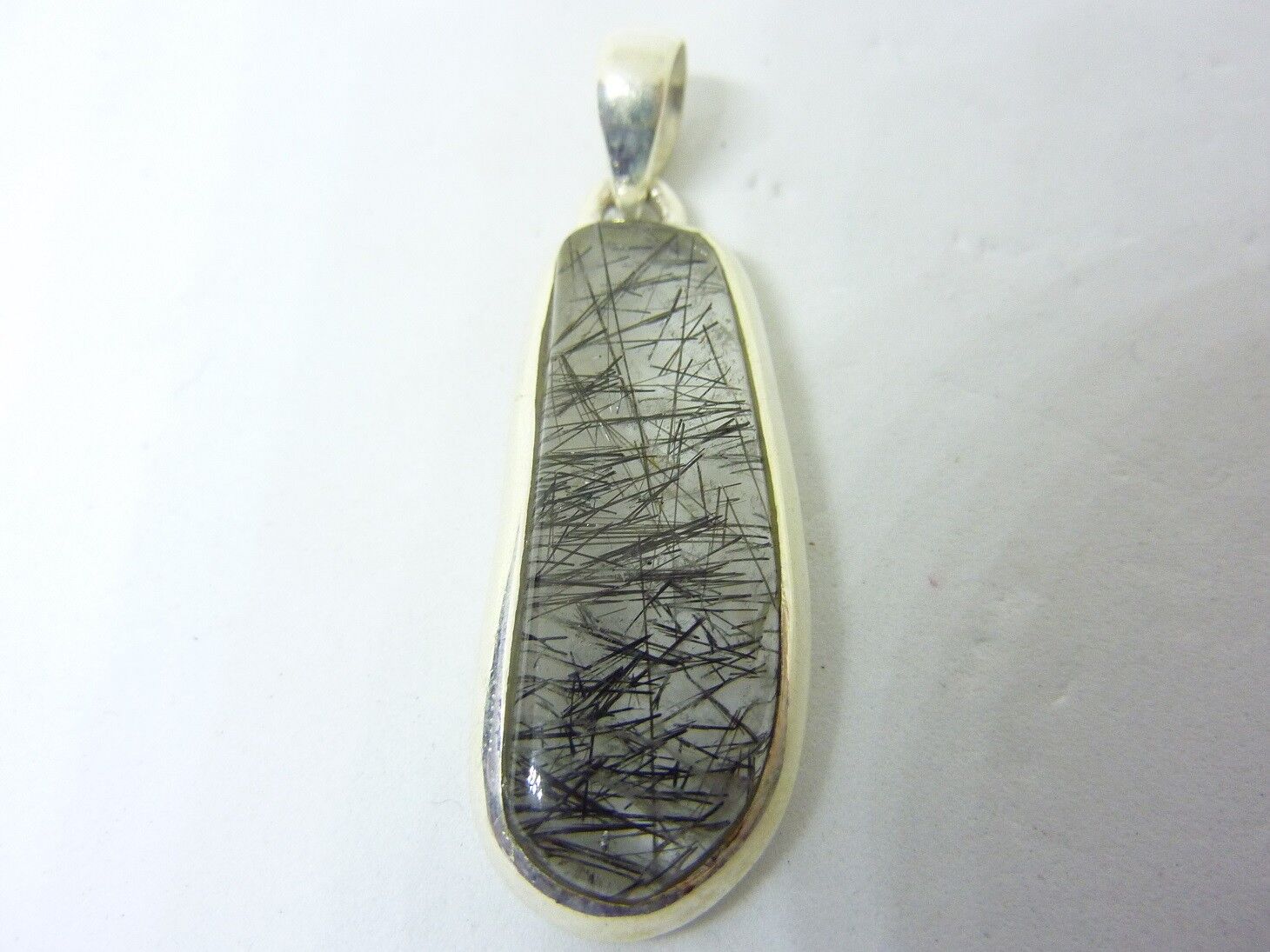 PENDENTIF PROTECTION QUARTZ TOURMALINÉ MONTURE ARGENT 925 ref 8045