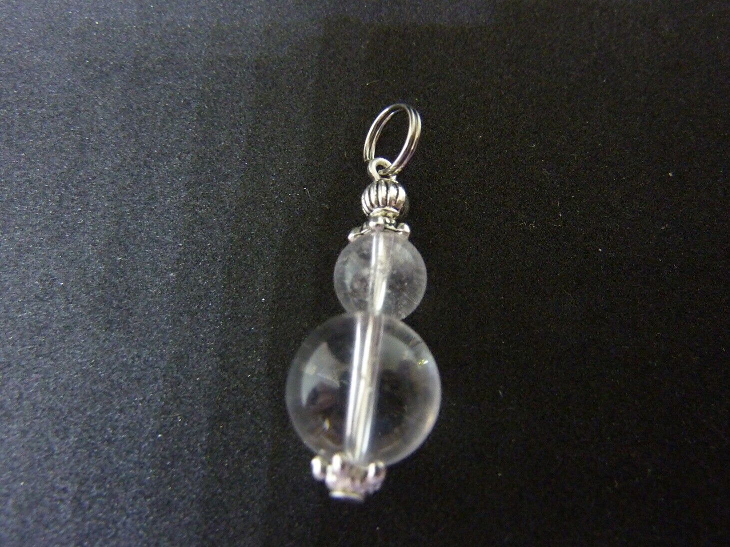 PENDENTIF QUARTZ CRISTAL DE ROCHE 12 et 8 mm L 3,2 cm