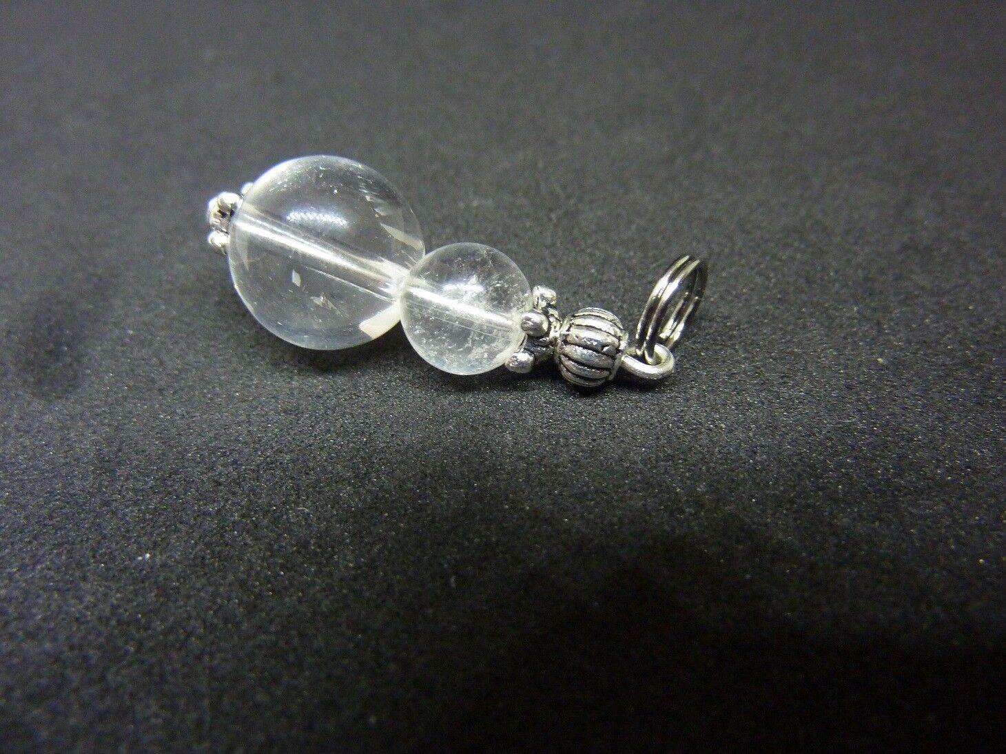PENDENTIF QUARTZ CRISTAL DE ROCHE 12 et 8 mm L 3,2 cm – Image 2