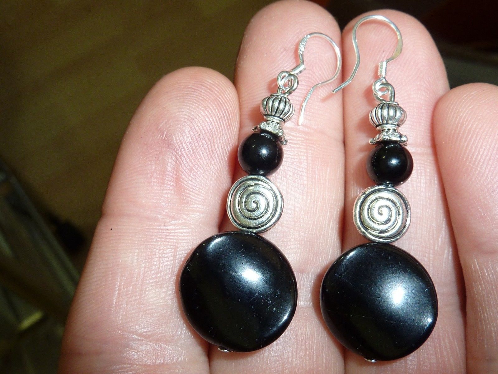 BOUCLES D'OREILLES TOURMALINE NOIRE