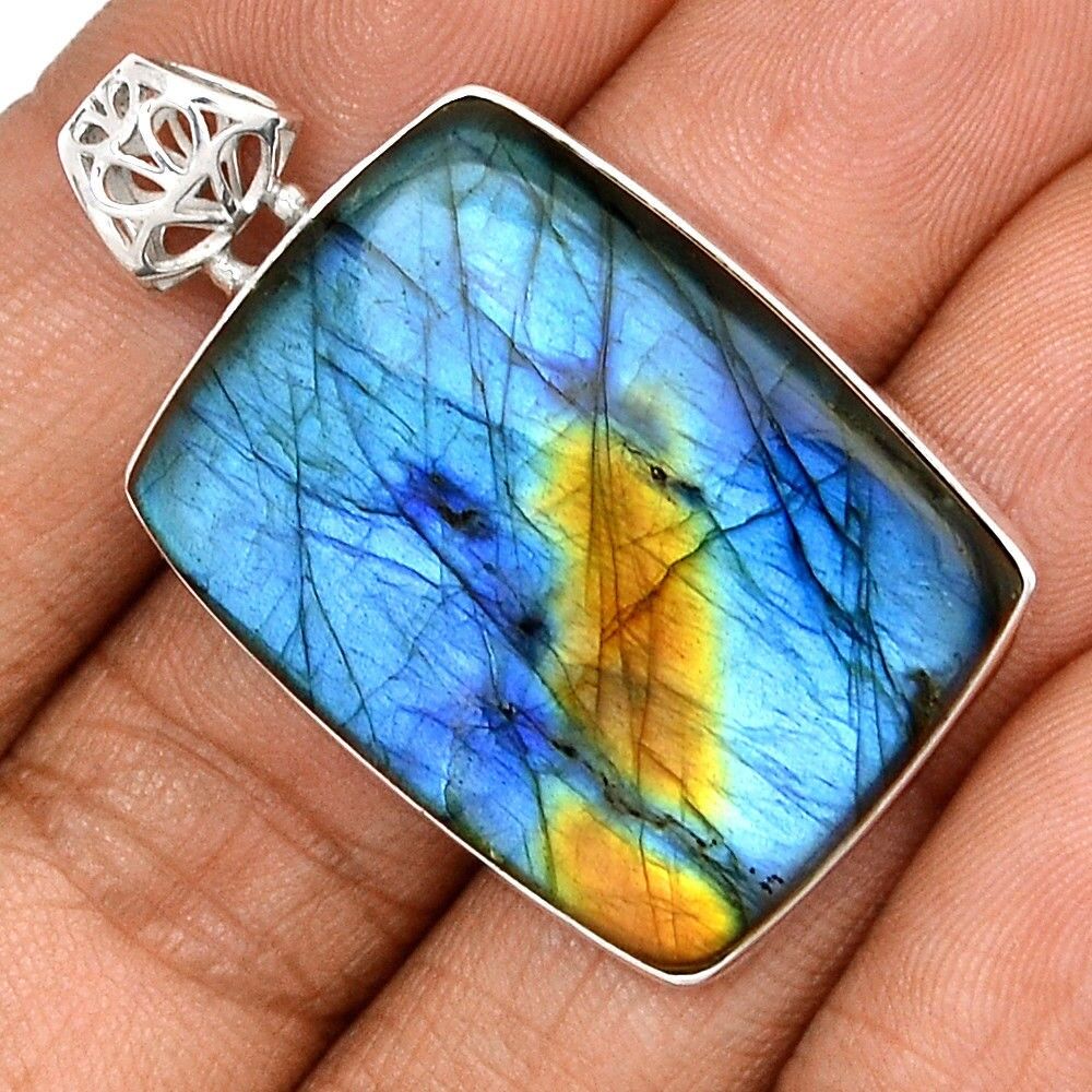 Pendentif protection labradorite monture argent 925 ref 4113