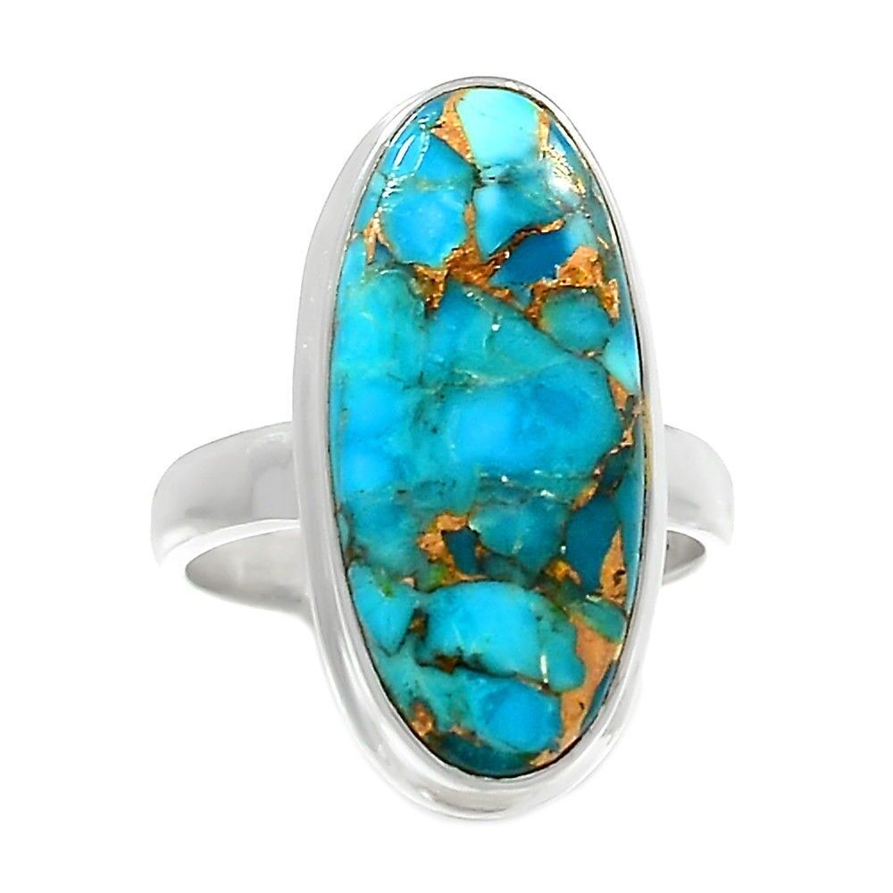 BAGUE TURQUOISE MONTURE EN ARGENT 925.TAILLE 56 1/2 REF 6369