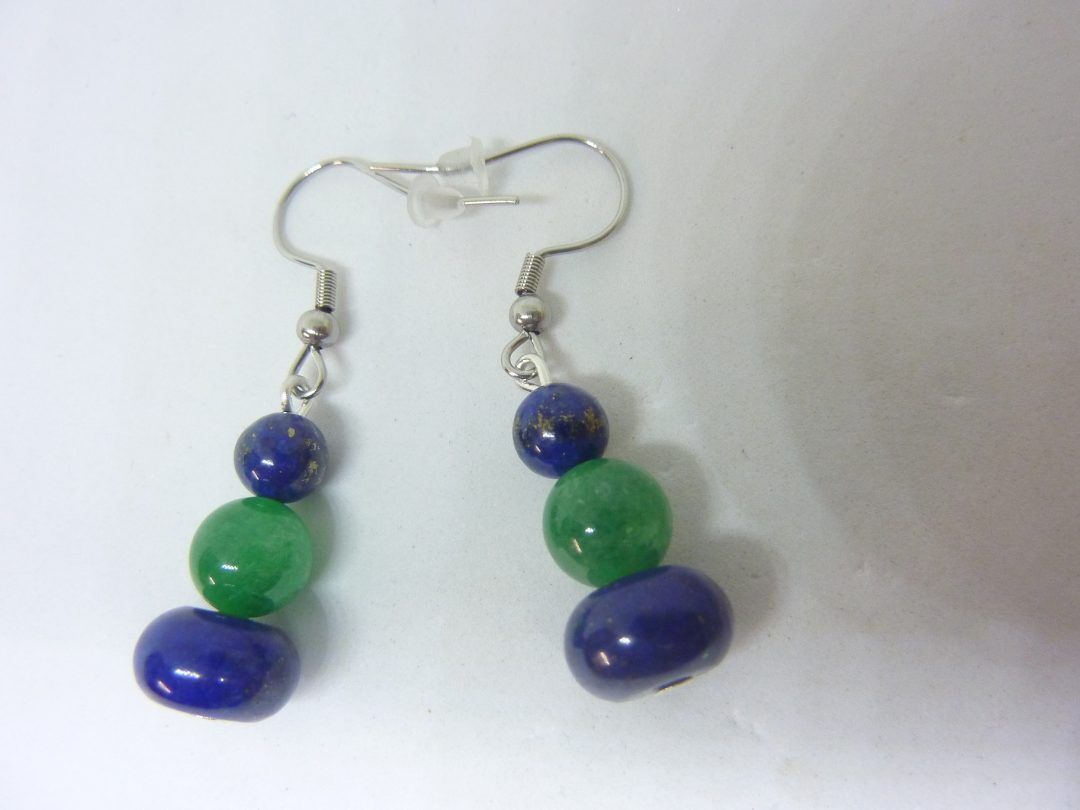 BOUCLES D'OREILLES LAPIS LAZULI-AVENTURINE VERTE – Image 2