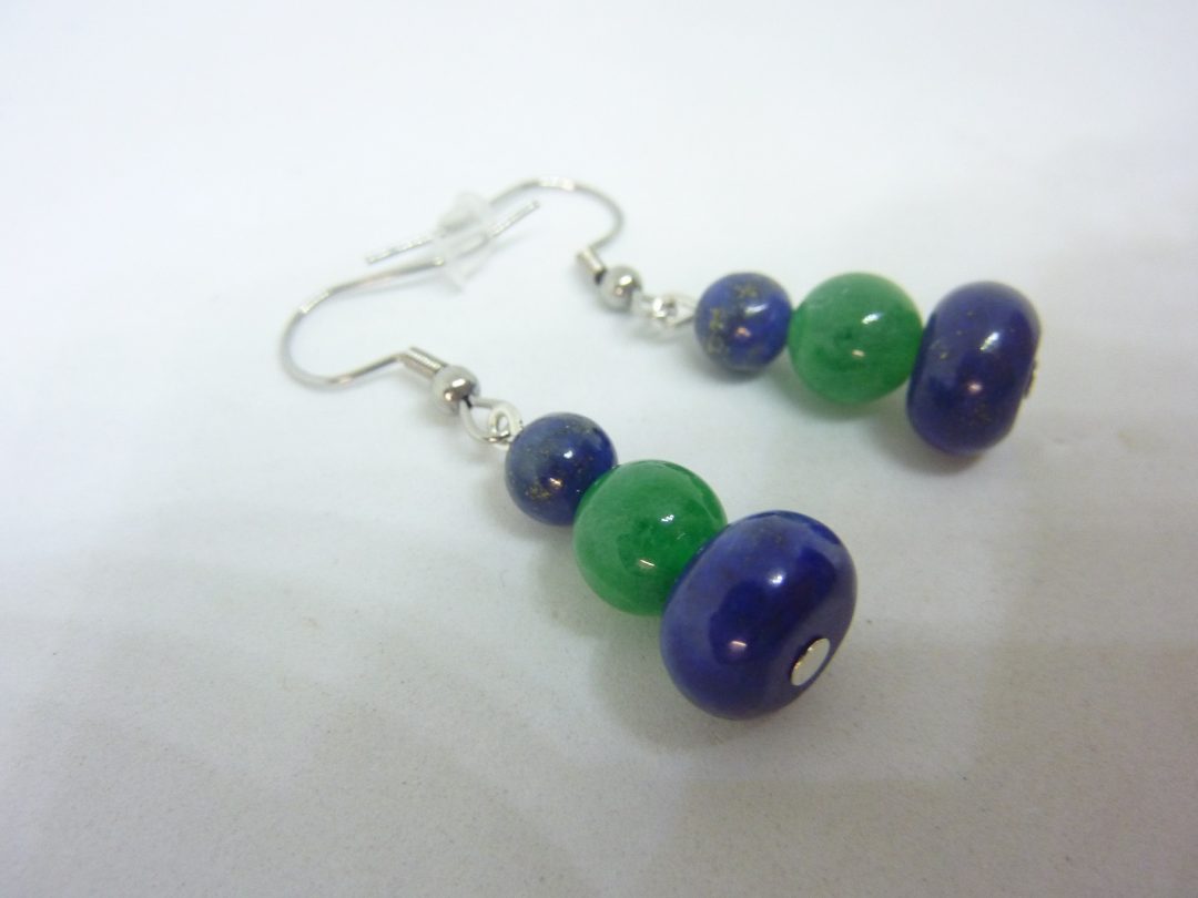 BOUCLES D'OREILLES LAPIS LAZULI-AVENTURINE VERTE – Image 3
