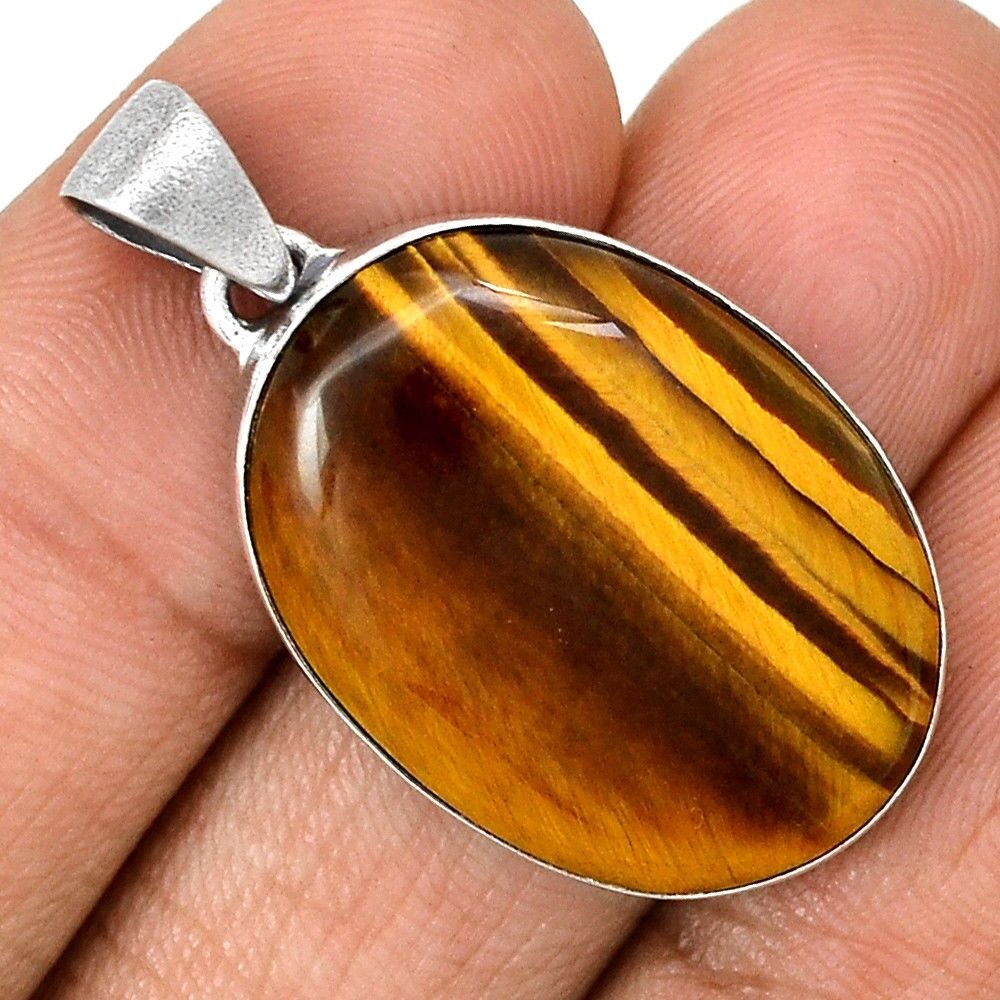 Pendentif Oeil de tigre monture argent 925 top protection ref 1142