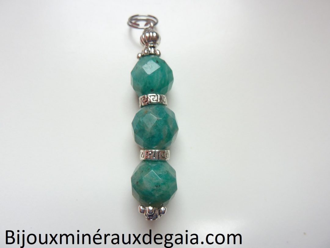 Pendentif Amazonite perles à facettes 10 mm