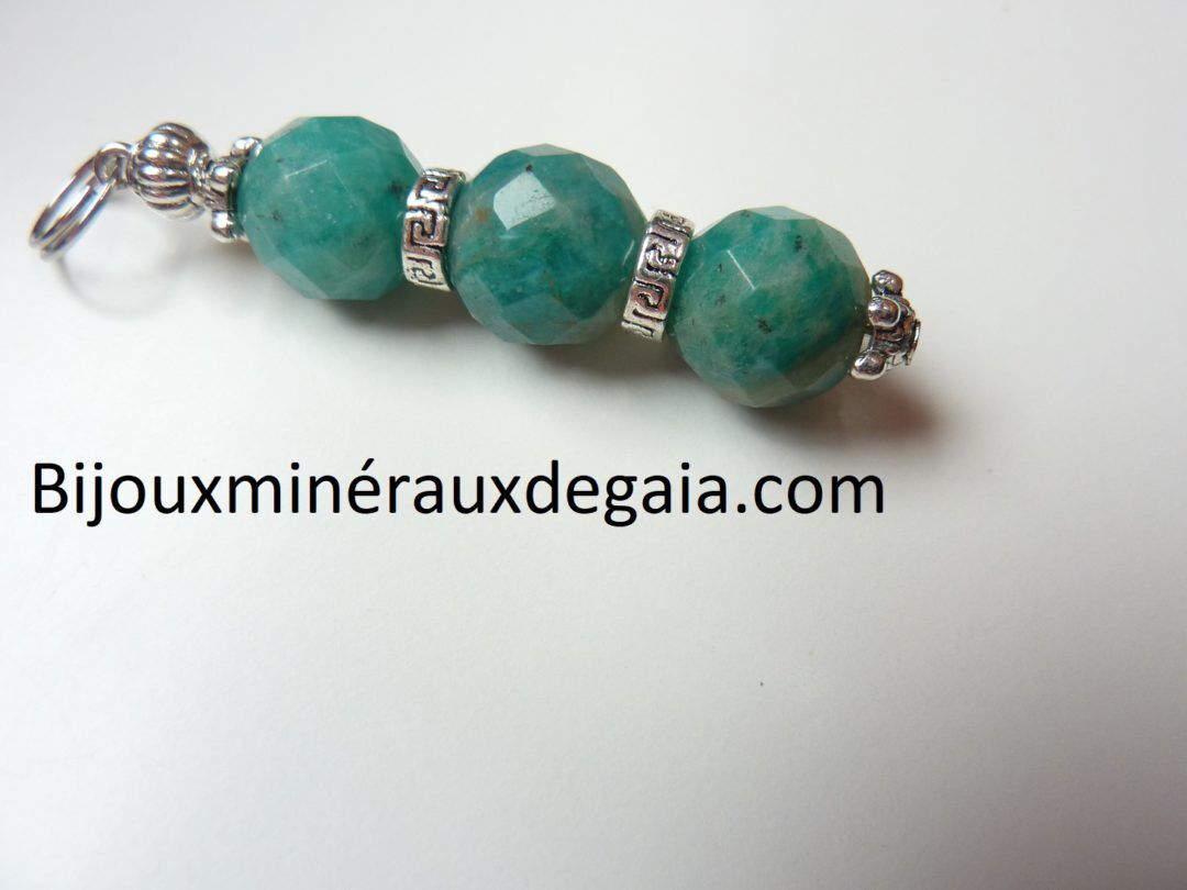 Pendentif Amazonite perles à facettes 10 mm