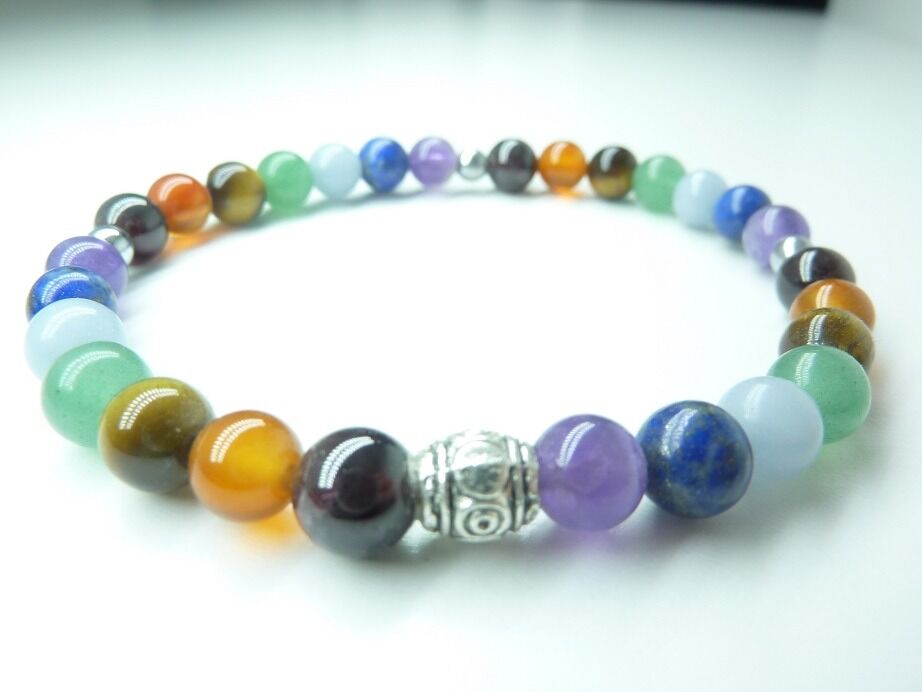 Bracelet 7 CHAKRAS Améthyste-aventurine-cornaline-hématite