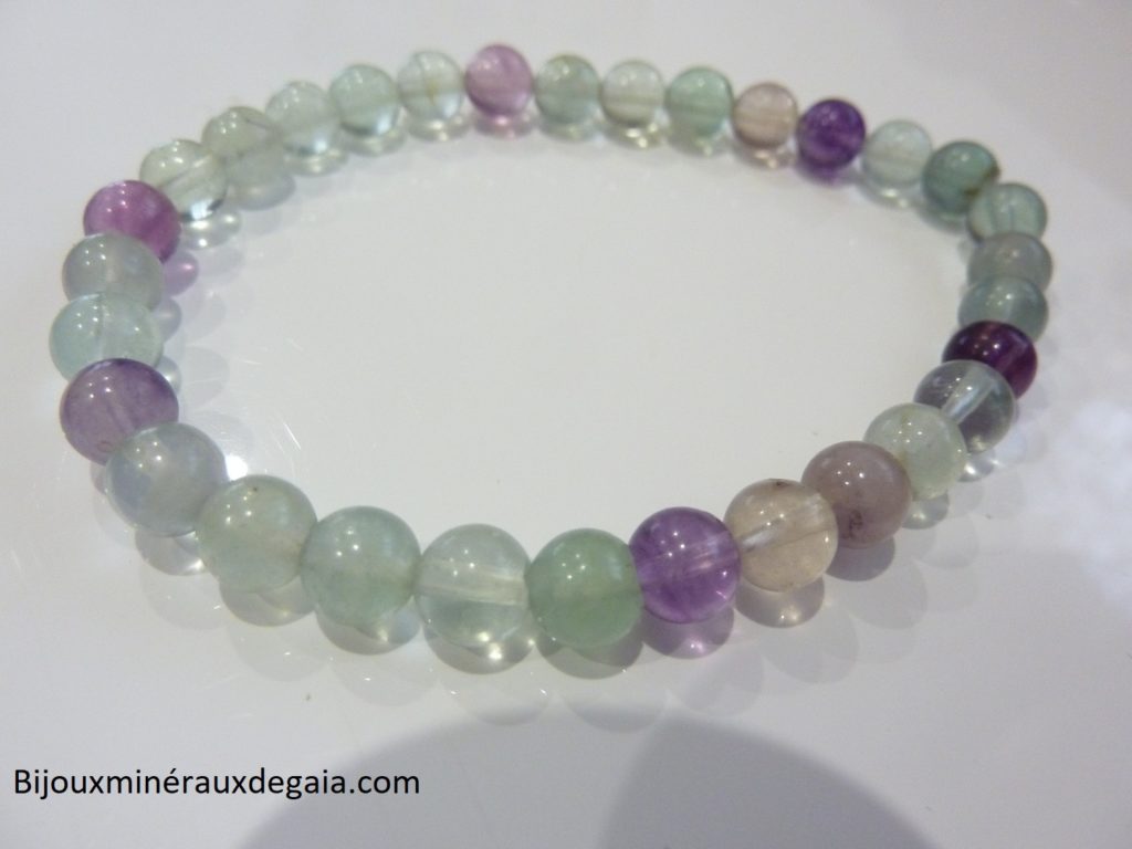 Bracelet Fluorite-Perles rondes 6 mm