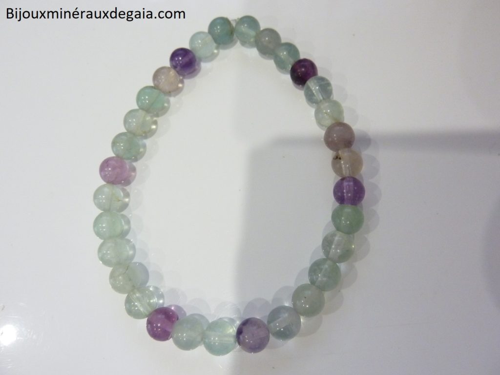 Bracelet Fluorite-Perles rondes 6 mm