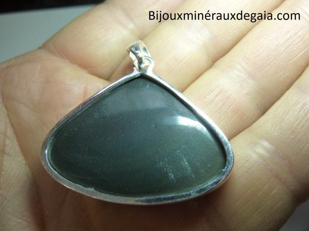 Pendentif obsidienne oeil celeste monture argent 925 r 6574