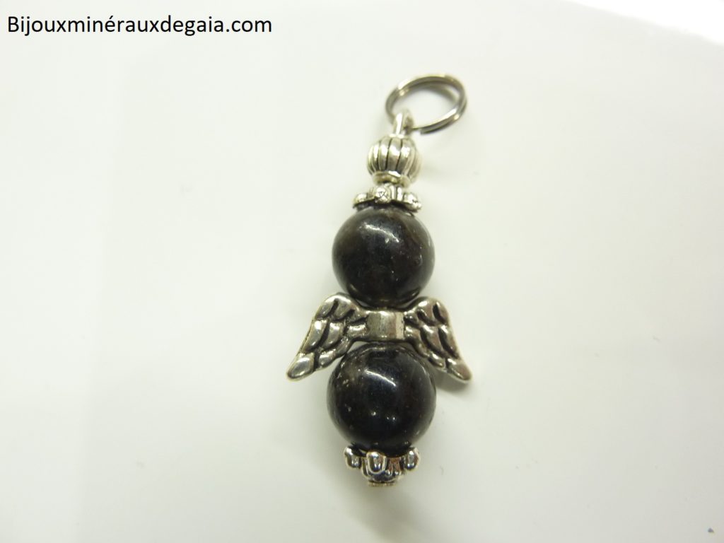 Pendentif Astrophyllite ange - Perles rondes 8 mm