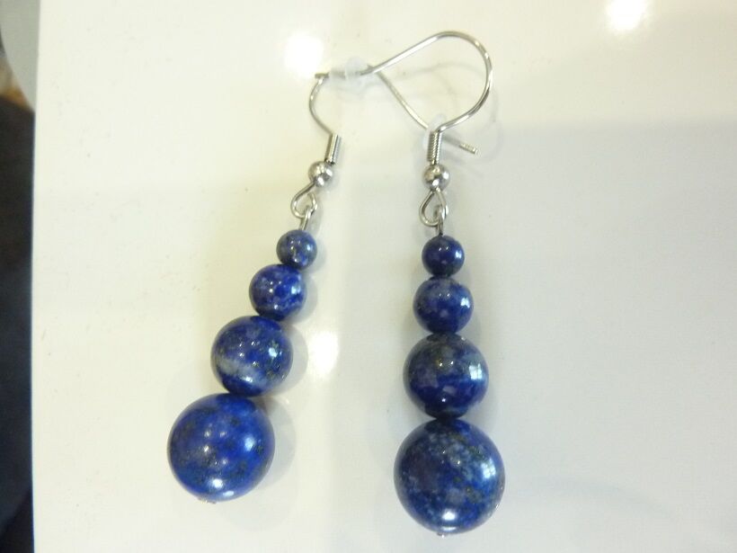 Boucles d'oreilles lapis lazuli - Perles rondes 10-8-6-4 mm