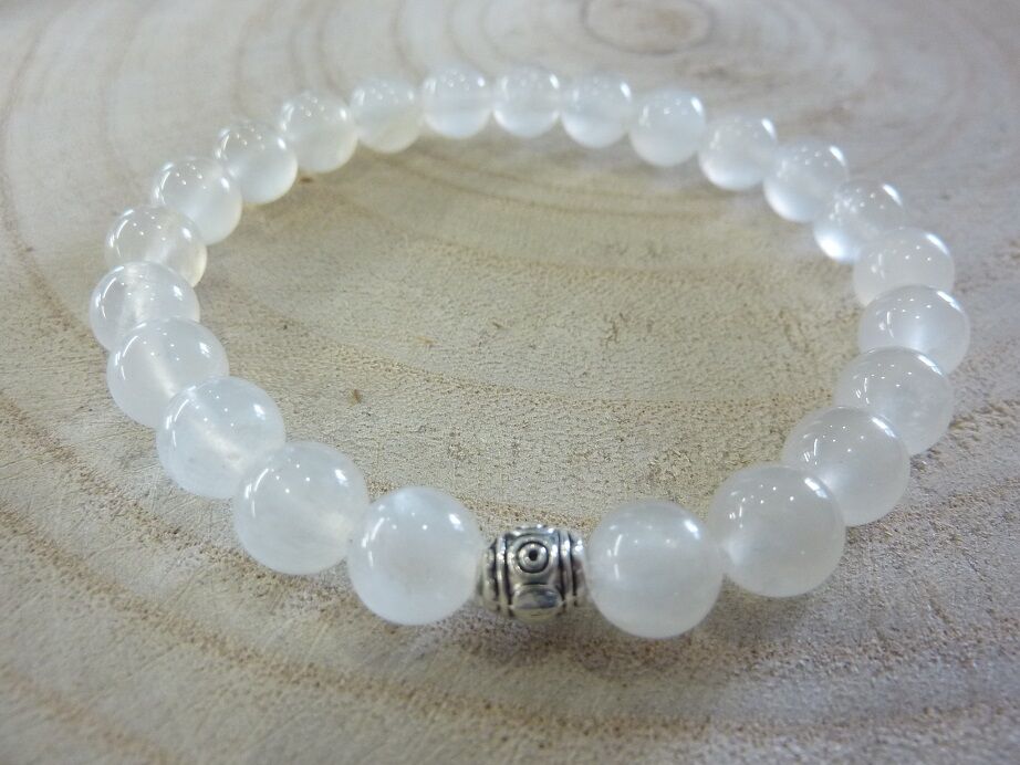 Bracelet Pierre de lune - Perles rondes 8 mm