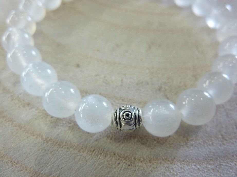 Bracelet Pierre de lune - Perles rondes 8 mm