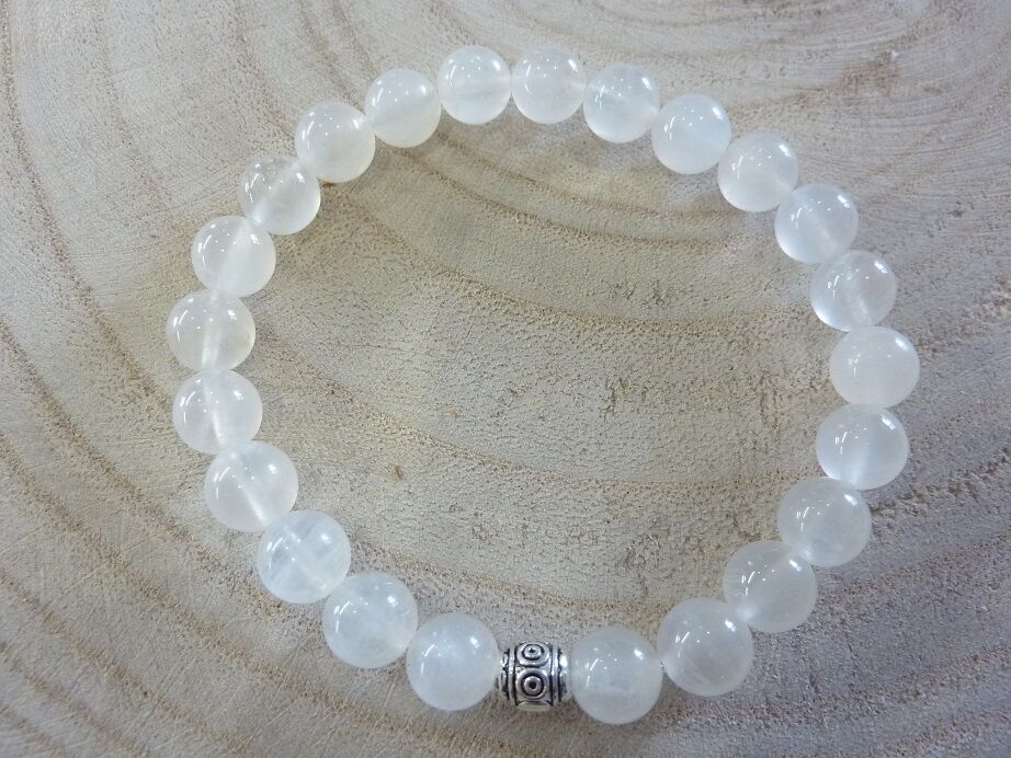 Bracelet Pierre de lune - Perles rondes 8 mm