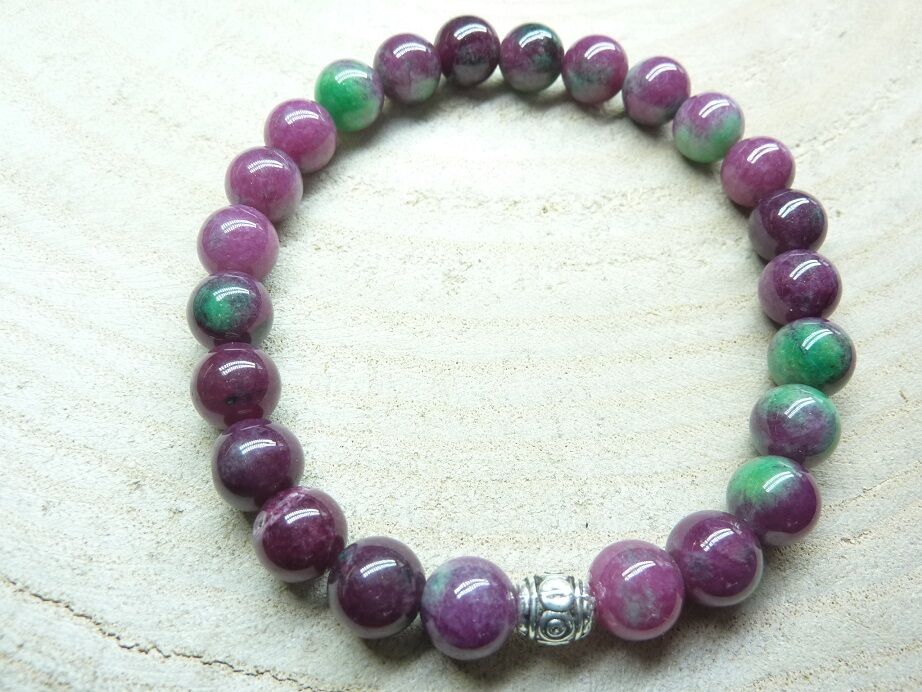 Bracelet Rubis Zoisite - Perles rondes 8 mm