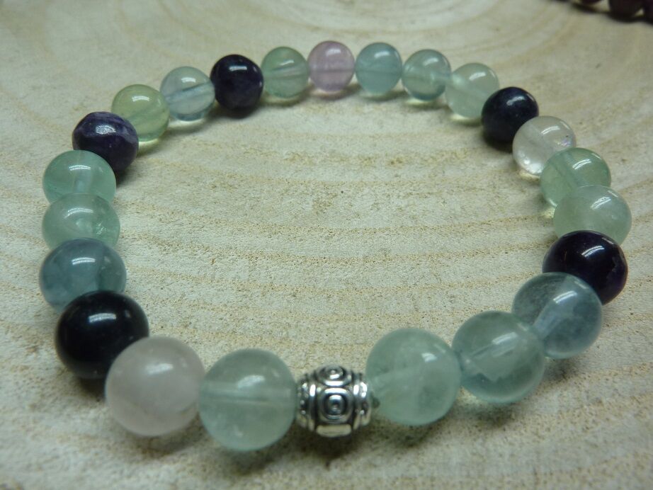 Bracelet Fluorite - Perles rondes 8 mm