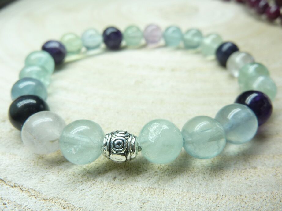 Bracelet Fluorite - Perles rondes 8 mm