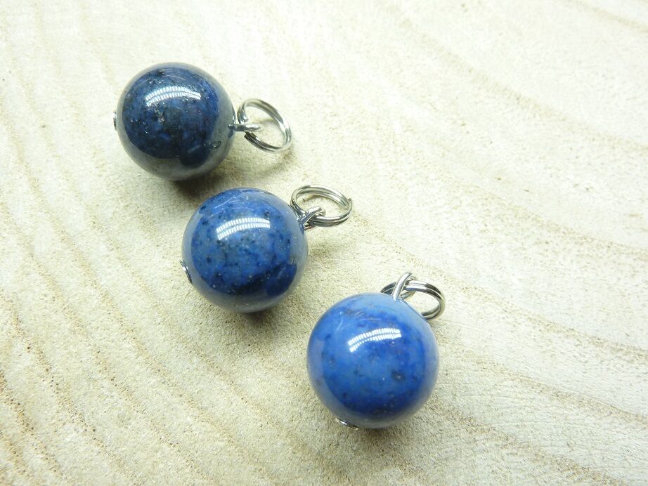 Pendentif Dumortiérite - perles rondes 12 mm