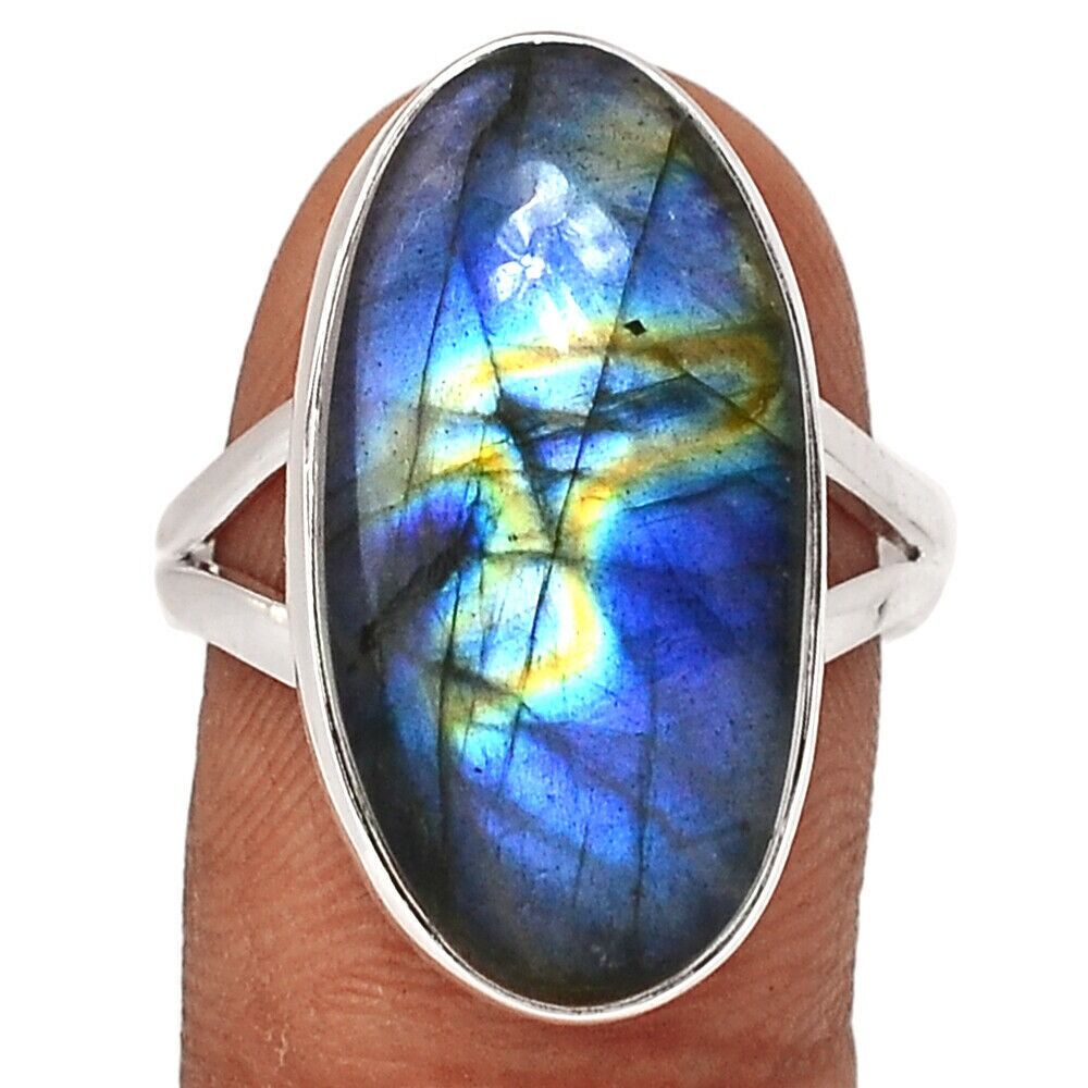 Bague Labradorite monture argent 925 taille 60 ref 1383