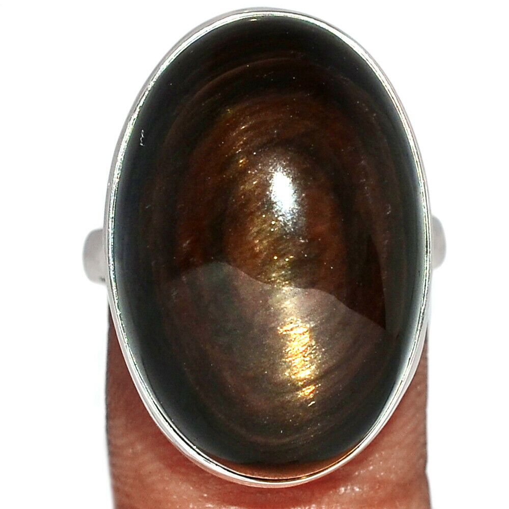 Bague obsidienne oeil celeste argent 925 taille 57 3/4 ref 3100