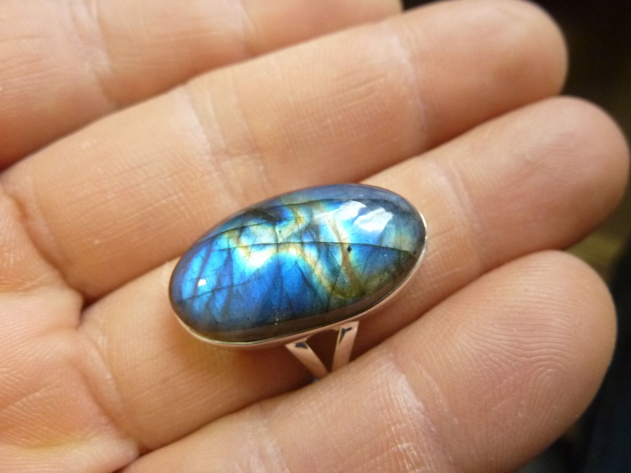Bague Labradorite monture argent 925 taille 60 ref 1383