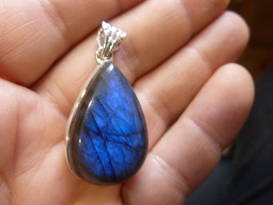 Pendentif Labradorite monture argent 925 ref 9443