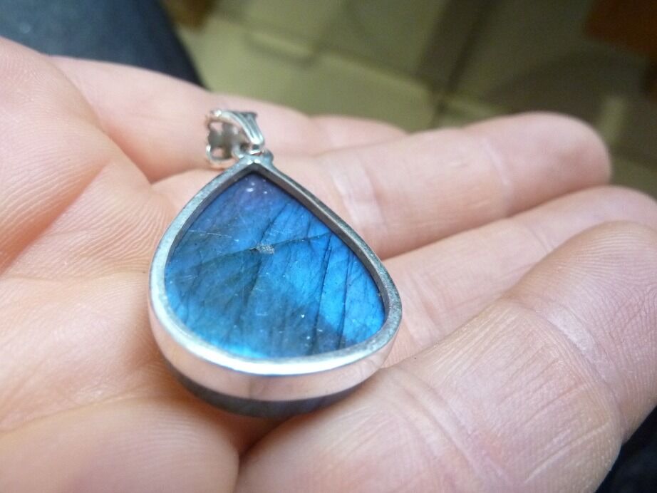 Pendentif Labradorite monture argent 925 ref 9443