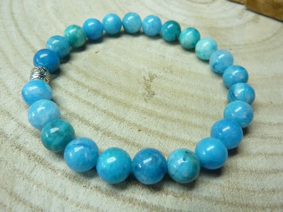 Bracelet Hémimorphite - perles rondes 8 mm