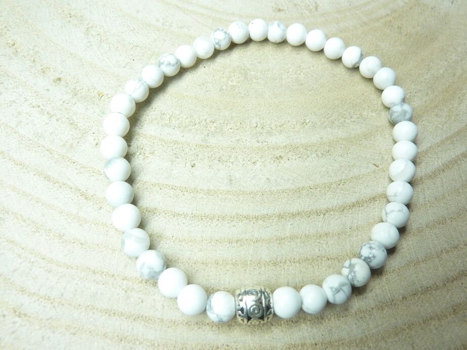 Bracelet Howlite - Perles rondes 4 mm