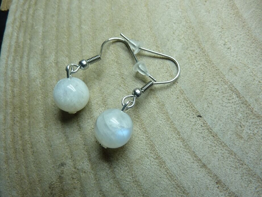 Boucles d'oreilles pierre de lune-perles 10 mm