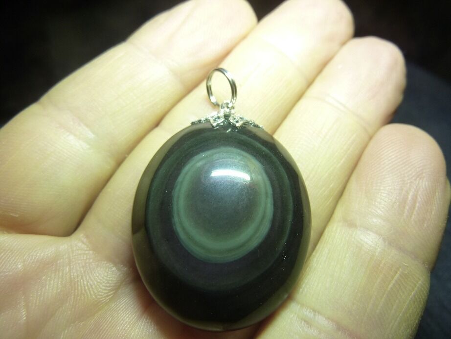 Pendentif Obsidienne oeil celeste ref 0410