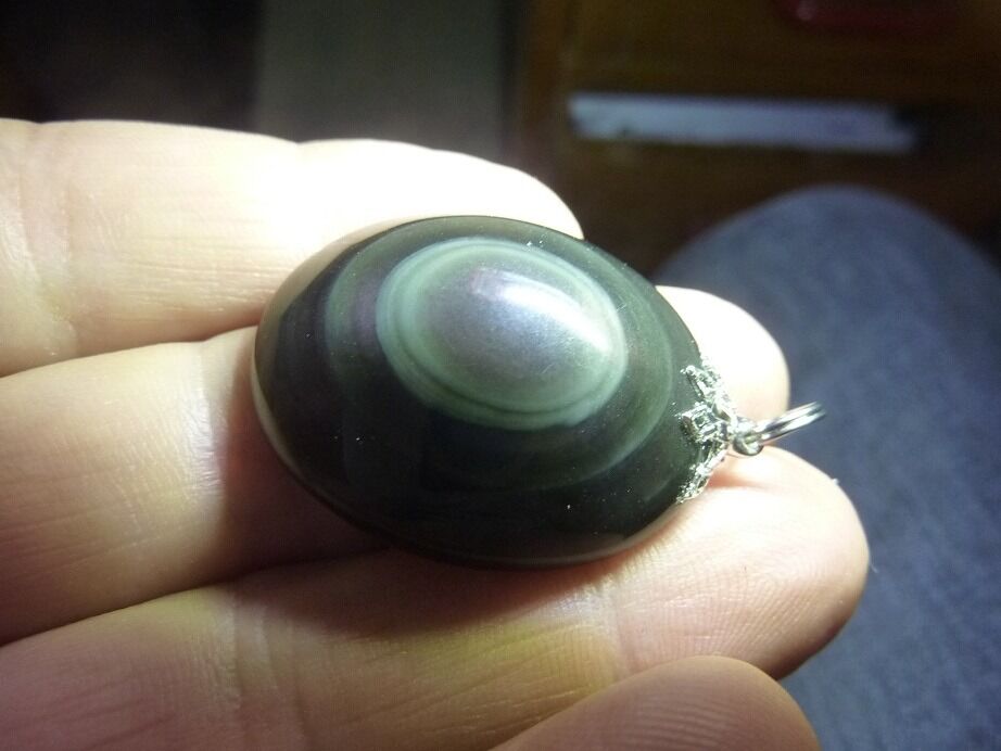 Pendentif Obsidienne oeil celeste ref 0410