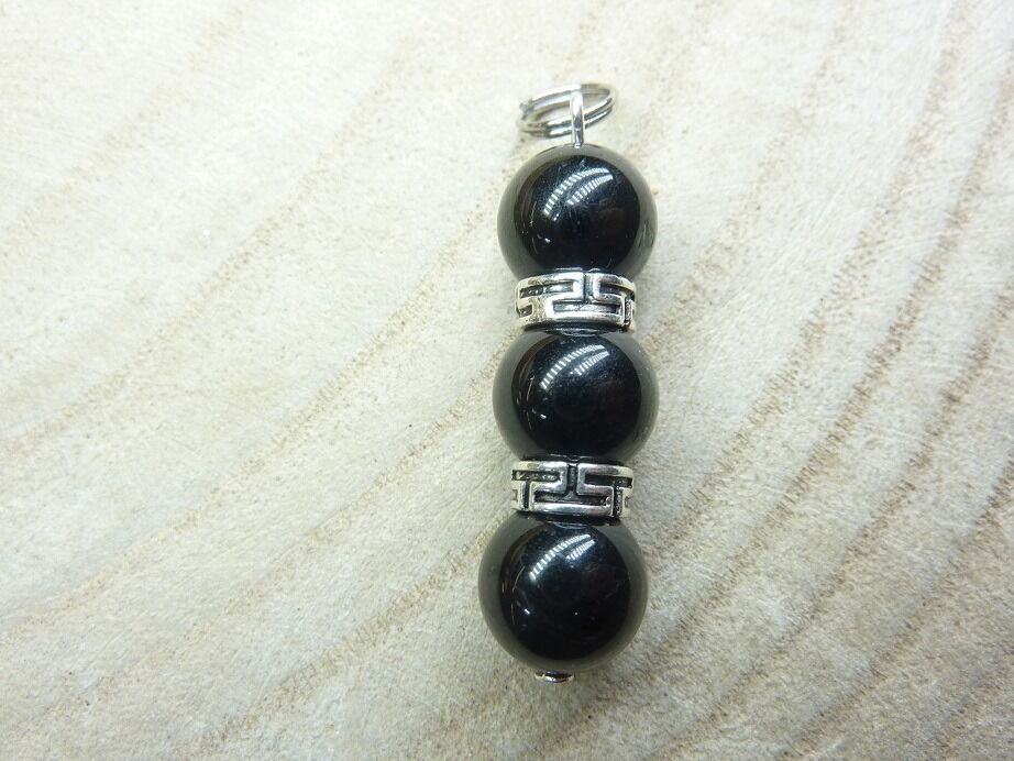 Pendentif Spinelle noir-Perles rondes 10 mm