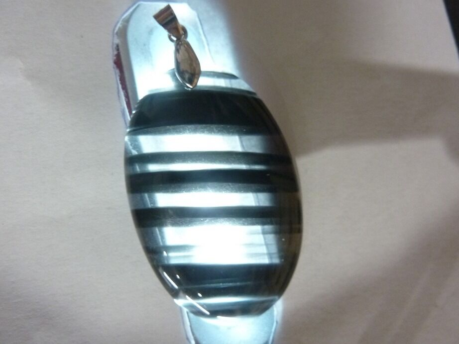 Pendentif larme d'apache obsidienne argent 925 ref 3319
